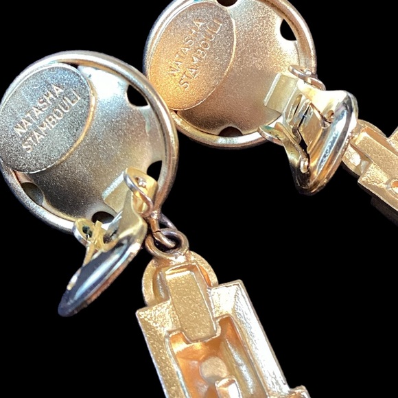 Vintage 1980’s Natasha Stambouli Etruscan 24kt GP Earrings - Picture 2 of 8